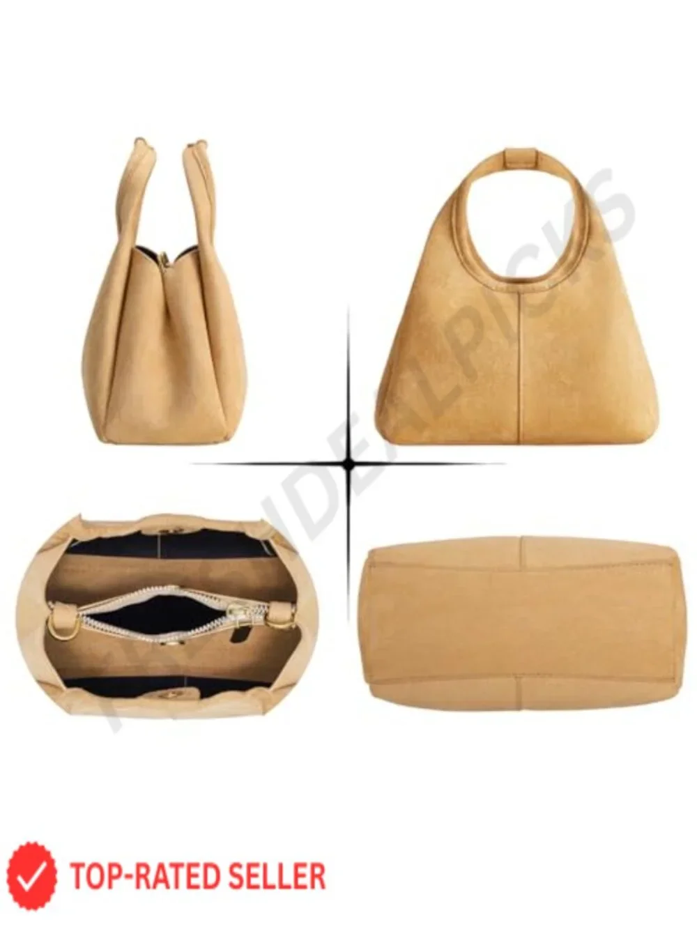 Women's Faux Suede Satchel Handbag with Magnetic Snap Top Handle